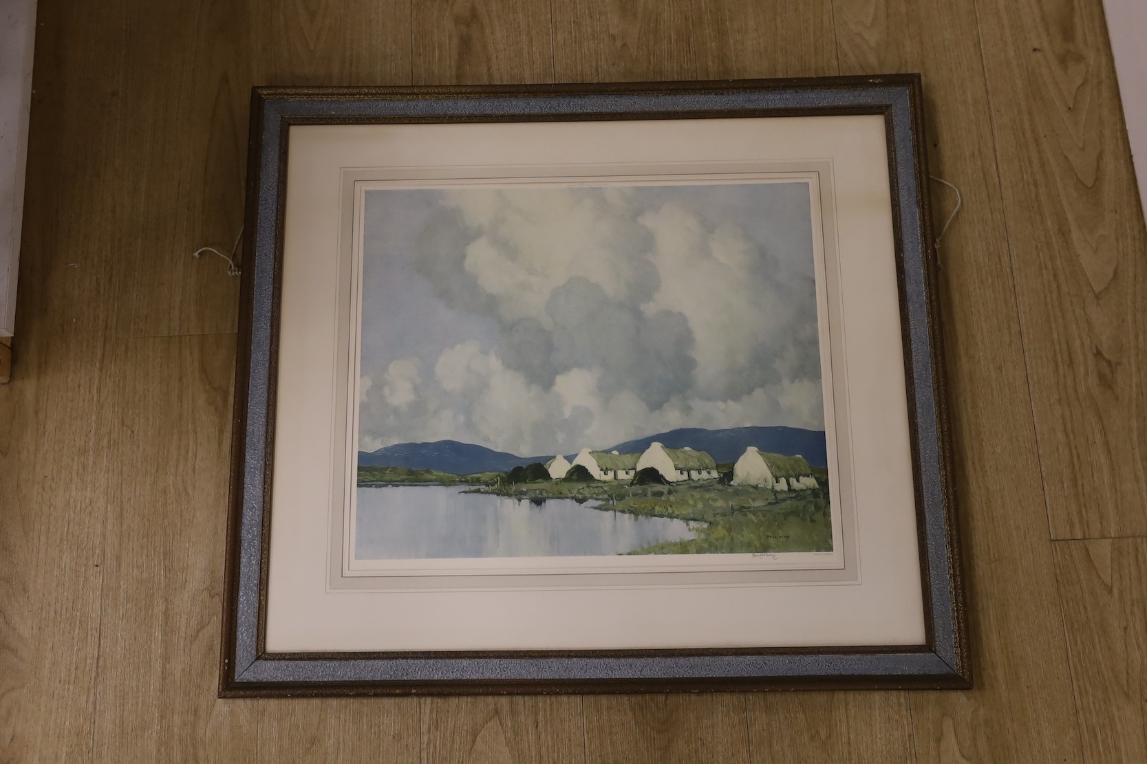 Paul Henry, colour print, Connemara Cottages, signed in pencil, 45 x 54cm